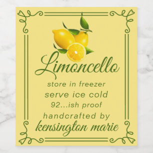 Moderne Limoncello-Etikette im Trend für eine hohe Weinetikett