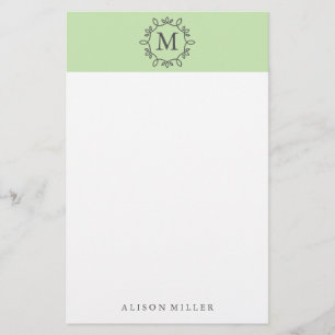 Moderne Limone Mit Monogramm Stationierung Briefpapier