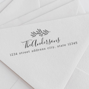 Moderne Line Art Berries Familienname Rücksendeadr Permastempel