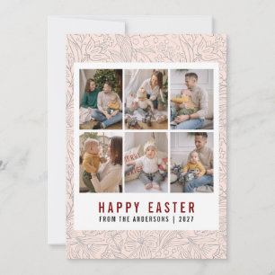 Moderne Line-Art-Blumen Happy Easter 6 Foto Feiertagskarte