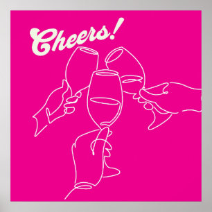 Moderne Line Art Friends Cheers Bar Poster