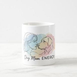 Moderne Line-Art Hundemutter Energie Wasserfarbe Kaffeetasse