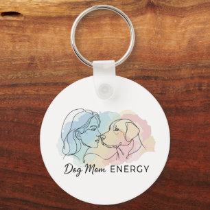 Moderne Line-Art Hundemutter-Energie Wasserfarbe Schlüsselanhänger