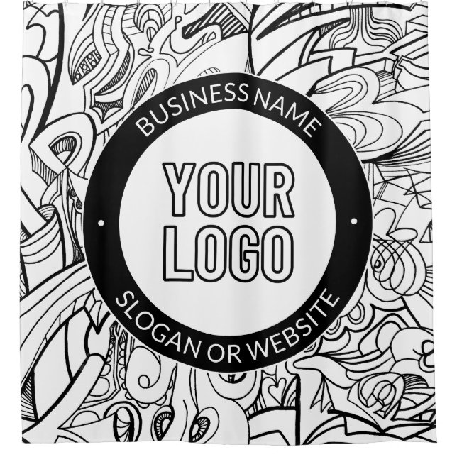 Moderne Line Artwork & Ihr Logo mit bearbeitetem T Duschvorhang (Vorderseite)