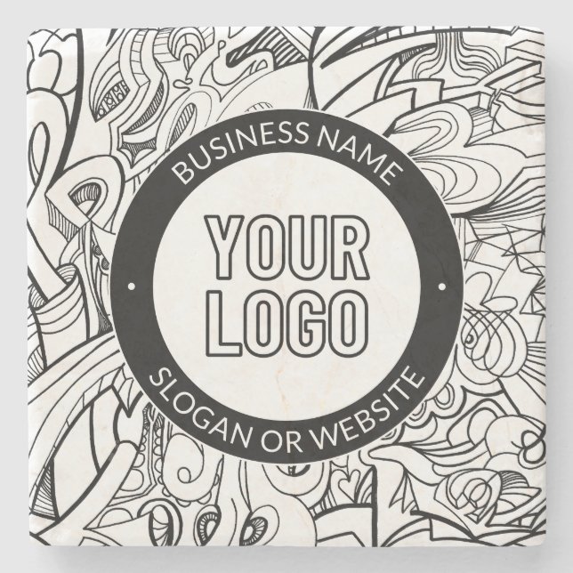 Moderne Line Artwork & Ihr Logo mit bearbeitetem T Steinuntersetzer (Vorderseite)