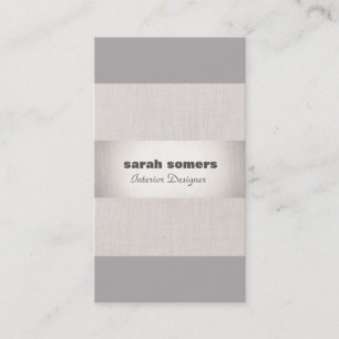 Moderne Linen Silver Striped Stilvolle Gray Taupe Visitenkarte