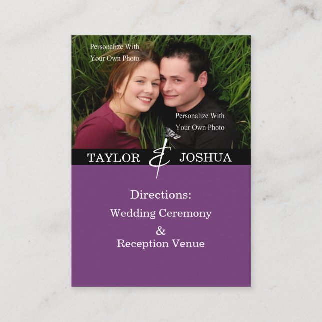 Moderne Lines Deep Plum Direction Cards Begleitkarte (Vorderseite)