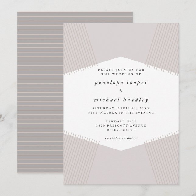 Moderne Lines Wedding Einladung (Vorne/Hinten)