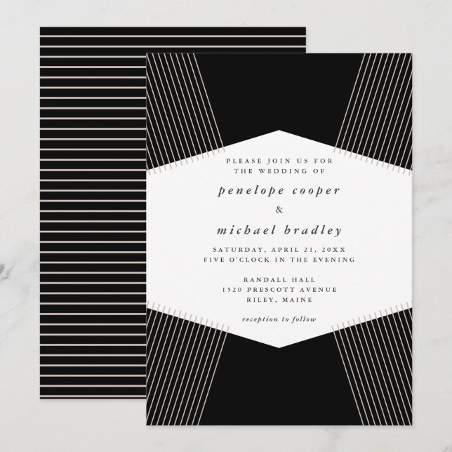 Moderne Lines Wedding Einladung (Vorne/Hinten)