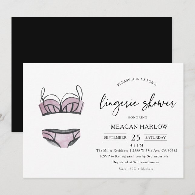 Moderne Lingerie-Duschunterwäsche-Party Einladung (Vorne/Hinten)