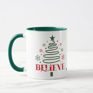 Moderne Linie Art Weihnachtsbaum glauben Tasse