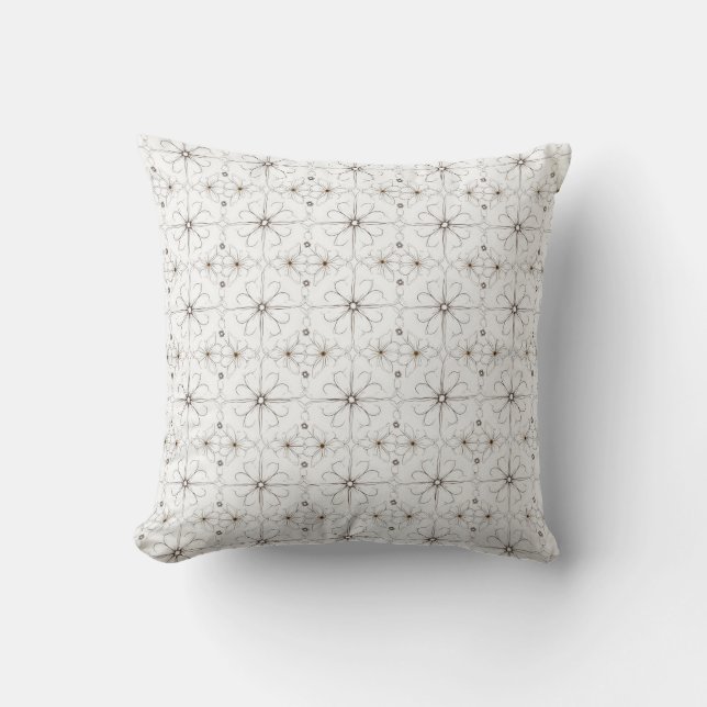 Moderne Linie zeichnend Blume Muster werfen Kissen (Vorderseite)