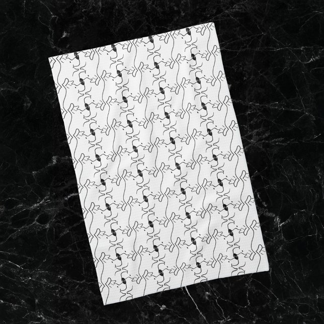 Moderne Linie Zeichnend Hund Schwarz-weiß Küche Ha Geschirrtuch (Von Creator hochgeladen)