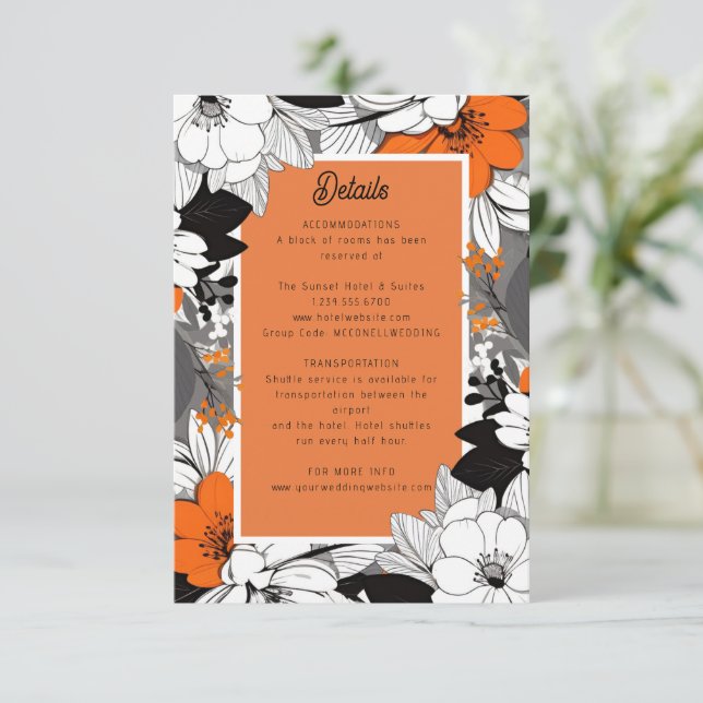 Moderne Linien-Blumenhochzeit RSVP Karte (Stehend Vorderseite)