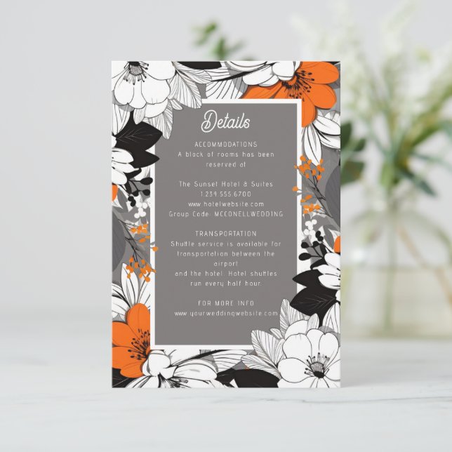 Moderne Linien-Blumenhochzeit RSVP Karte (Stehend Vorderseite)