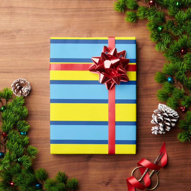 MODERNE LINIEN FARBE _YELLOW_BLUE_SO NIEDLICH GESCHENKPAPIER (Feiertagsgeschenk)