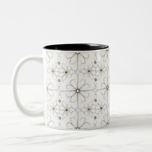 Moderne Linien zeichnend Blume Muster Tasse (Links)