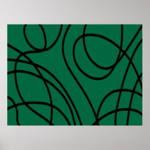 Moderne Liniengrafik in Grün und Schwarz Poster