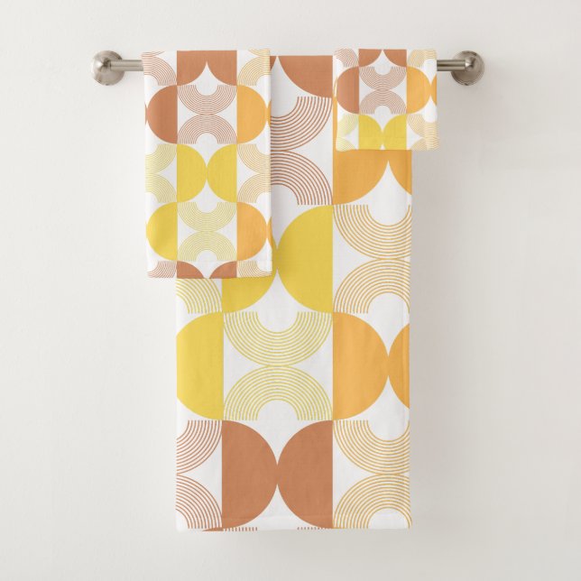 Moderne Linienkunst des 19. Jahrhunderts braun und Badhandtuch Set (Insitu)