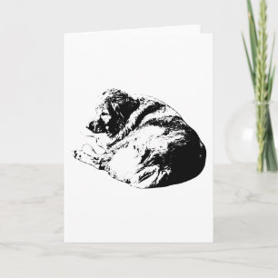 Moderne Linienkunst Hund teilt sanftes Weihnachtsh Karte