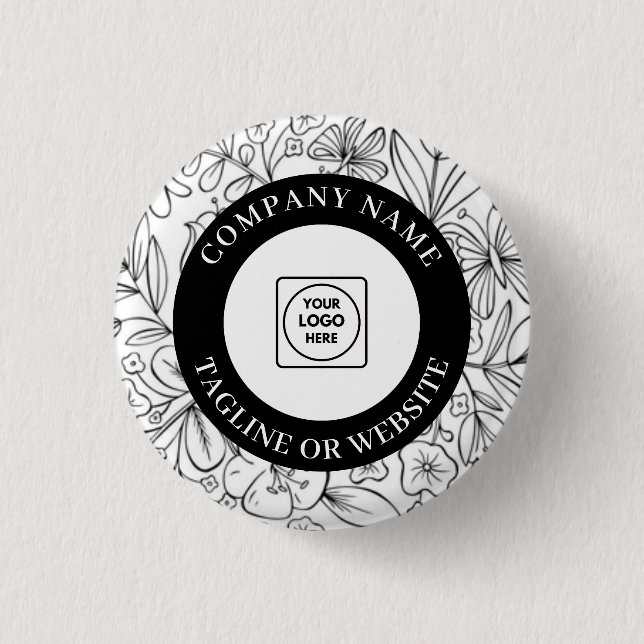 Moderne Linienkunst-Logo mit bearbeitbarem Textdes Button (Vorderseite)