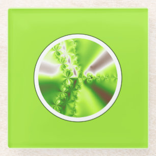 Moderne Linke Grüne Fraktal Kunst Glasuntersetzer