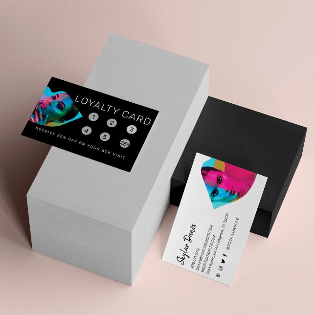 Moderne Lip Foto Frame Makeup Artist Loyalty Card Visitenkarte (Von Creator hochgeladen)