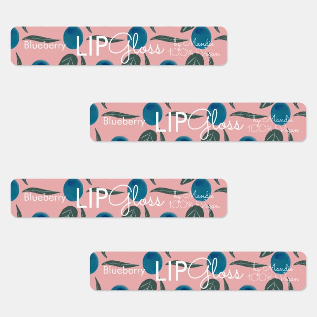 Moderne Lip Gloss Blueberry Branding Verpackung Ro Etiketten (Gruppe)