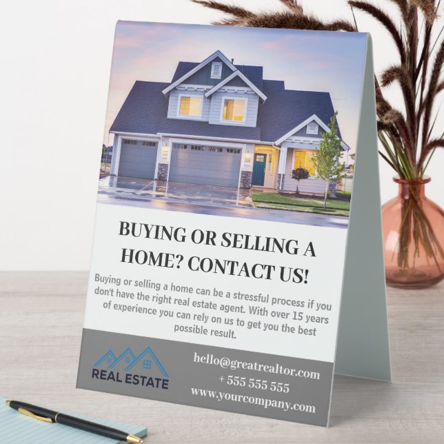 Moderne Listung von Agenten für Real Anwesen Tischaufsteller (In Situ (Tisch))