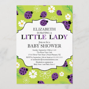 Moderne Little Lady Lila Ladybug Babydusche Einladung