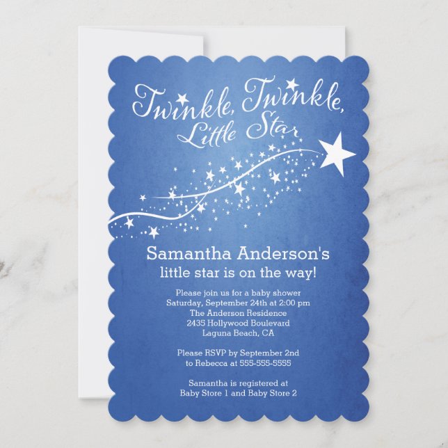 Moderne LIttle Star Baby Dusche Einladung (Vorderseite)