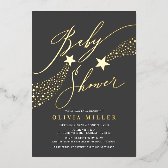 Moderne Little Star Foil Einladung (Vorderseite)