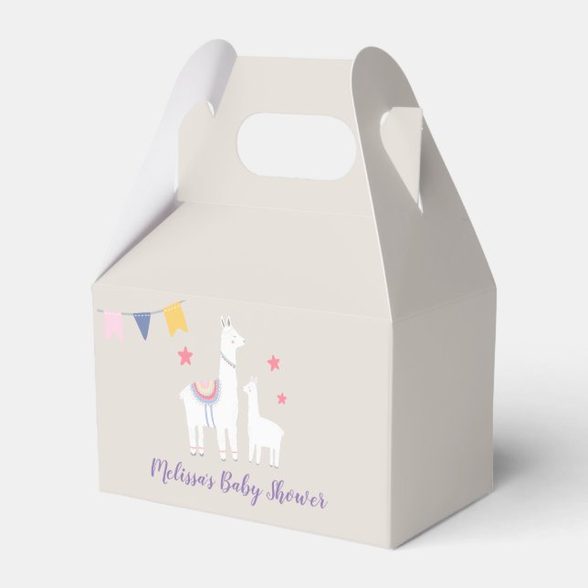 Moderne Llamas Niedlich Baby Dusche Gefälligkeitsb Geschenkschachtel (Vorderseite)
