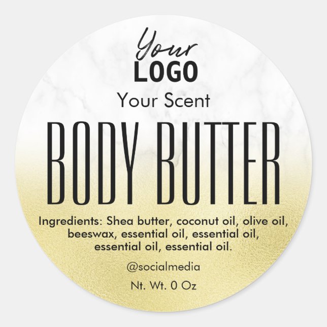 Moderne Logo-Labels aus Goldfolie Runder Aufkleber (Vorderseite)