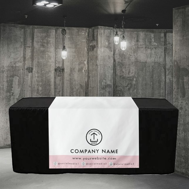 Moderne Logo Rosa Händler Event Display Tischläufe Wandteppich (Modern Logo Pink Vendor Event Display Table Runner Tapestry)