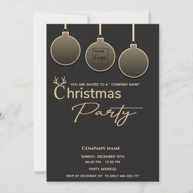 Moderne Logo-Typografie Firmenweihnachtsstift Part Einladung (Vorderseite)