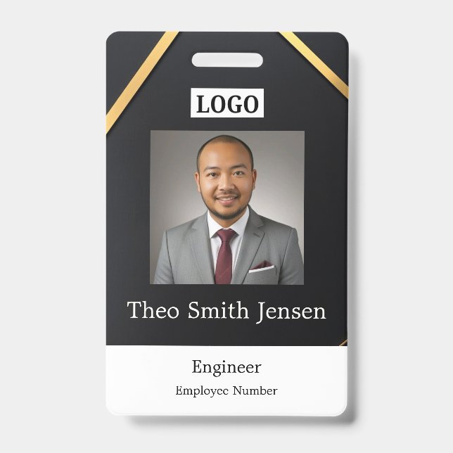 Moderne Logo-Vorlage Mitarbeiter-Foto-ID Ausweis (Vorderseite)
