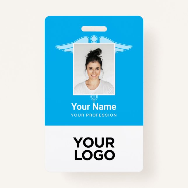 Moderne Logomitarbeiter Doctor Nurse Foto Name ID Ausweis (Vorderseite)