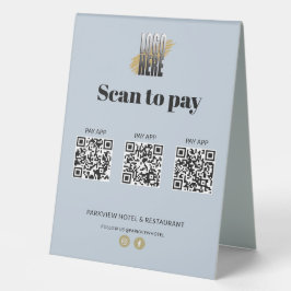 Moderne Logoscans zum Bezahlen von Apps 3 QR-Codes Tischaufsteller