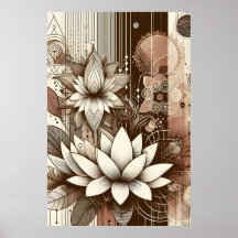 Moderne Lotus-Blume in Sepia