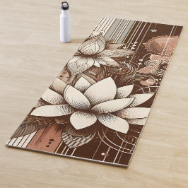 Moderne Lotus-Blume in Sepia Yogamatte