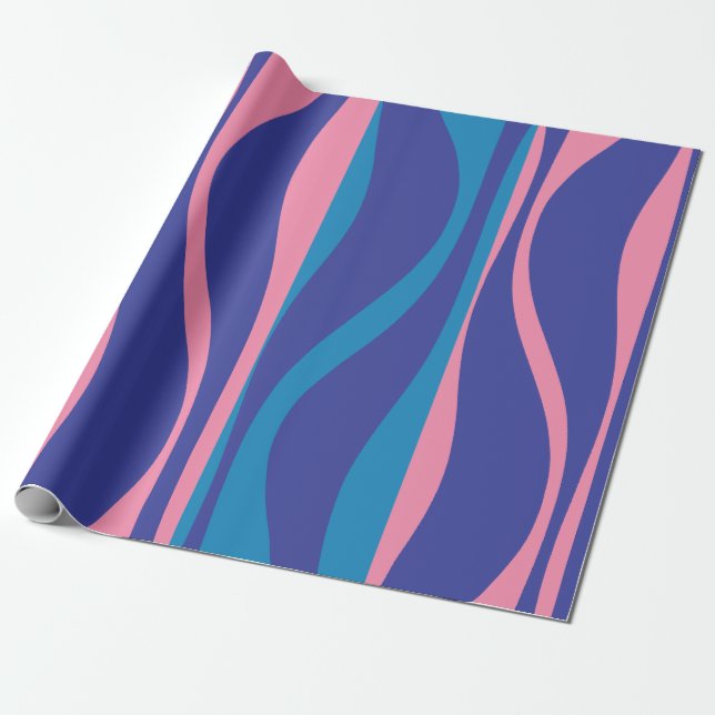 Moderne Lounge Mitte Jahrhundert Vibranly Blue and Geschenkpapier (Ungerollt)