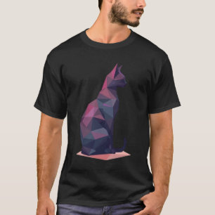 Moderne Low-Poly-Geometrie-Katze sitzend T-Shirt