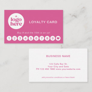 Moderne Loyalitätskarte für Unternehmen mit rosa L Visitenkarte
