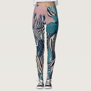 Moderne lustige abstrakte schwarze Zebrastreifen w Leggings