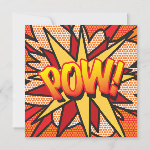 Moderne lustige bunte Comic-POW Einladung