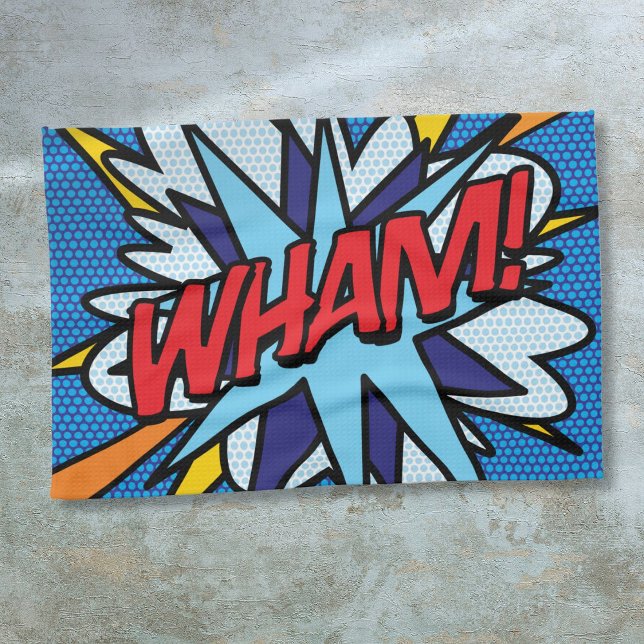 Moderne lustige Comic-Book-Pop-Art WHAM Geschirrtuch (Modern Fun Comic Book Pop Art WHAM Kitchen Towel)