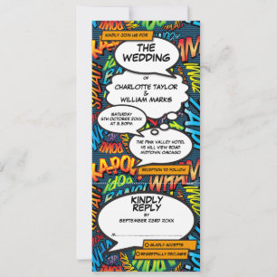 Moderne lustige Comic-Hochzeit in einem Einladung