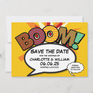 Moderne lustige Comic-Hochzeit Save-the-Date-Karte Save The Date