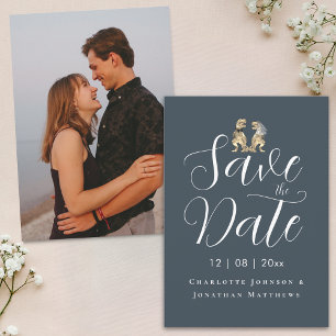 Moderne lustige Dinosaurier-Hochzeit Fotos Save The Date
